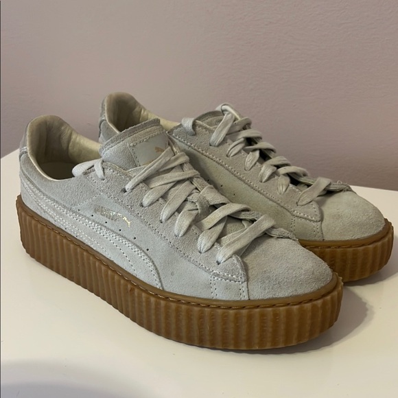 Puma x Fenty by Rihanna Creeper Suede Platform Sneakers Oatmeal Beige Women US 8 - Picture 1 of 11